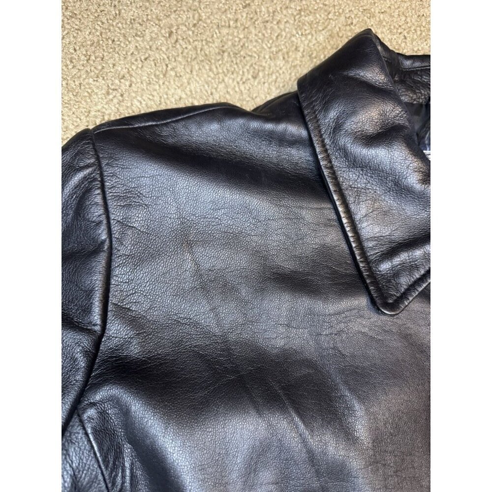 LANDS END Womens Lambskin Leather Jacket Sz XL Zip Up Biker Grunge Dark Academia - Picture 10 of 14